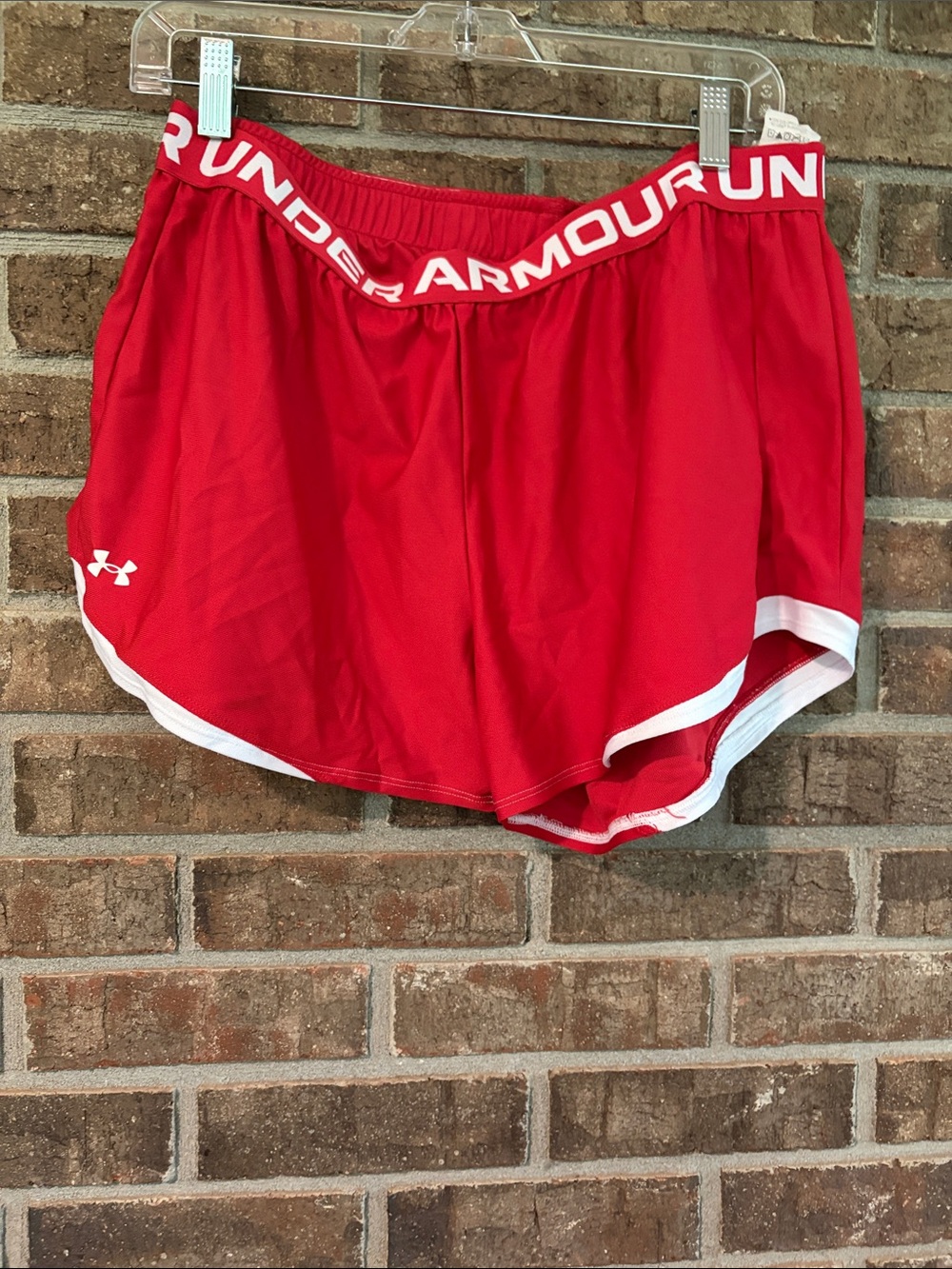Under Armour Red Athletic Women's Shorts with White Trim